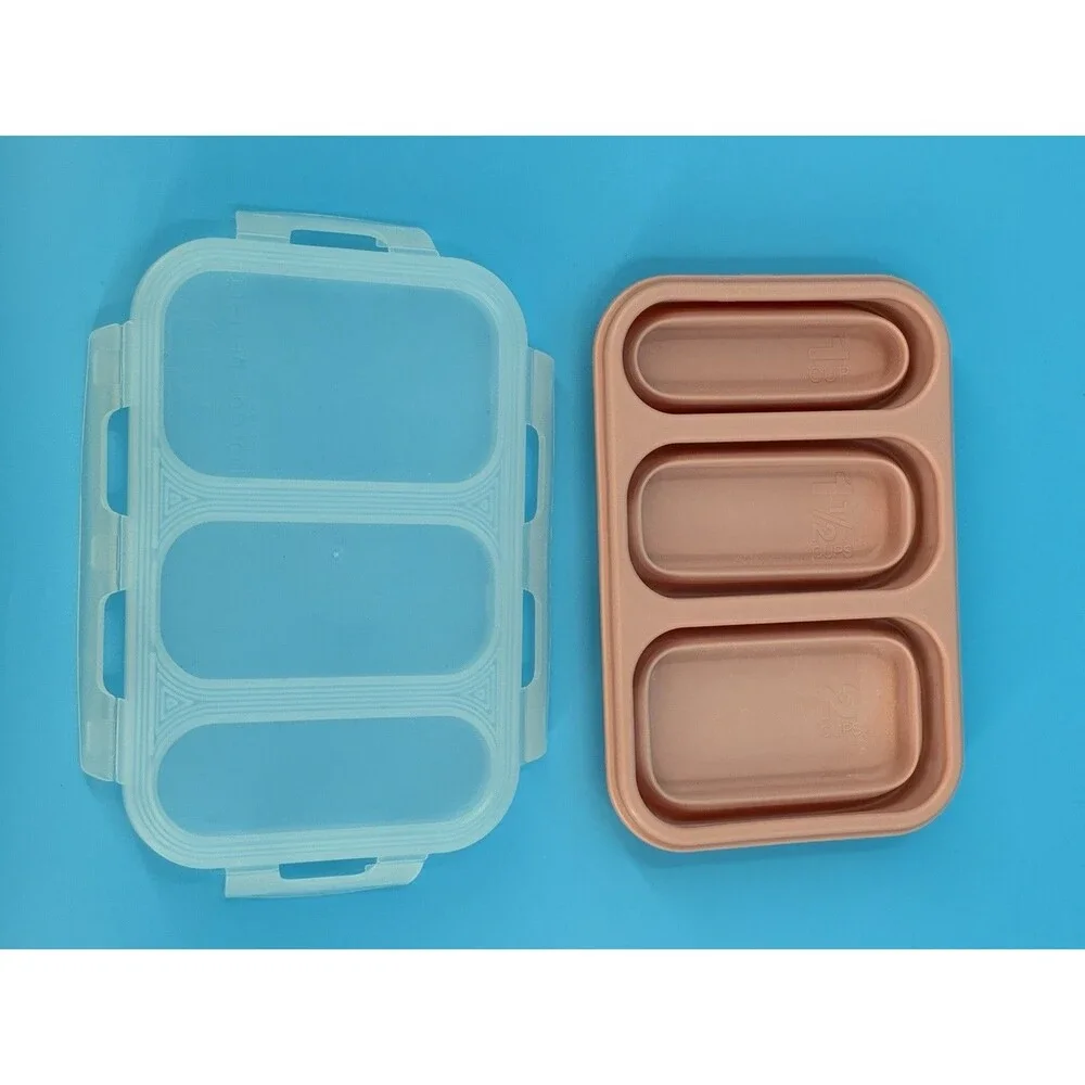 Crofton Portion Perfect Collapsible Meal Kit 3 & 4 Compartment Pink Set of 2